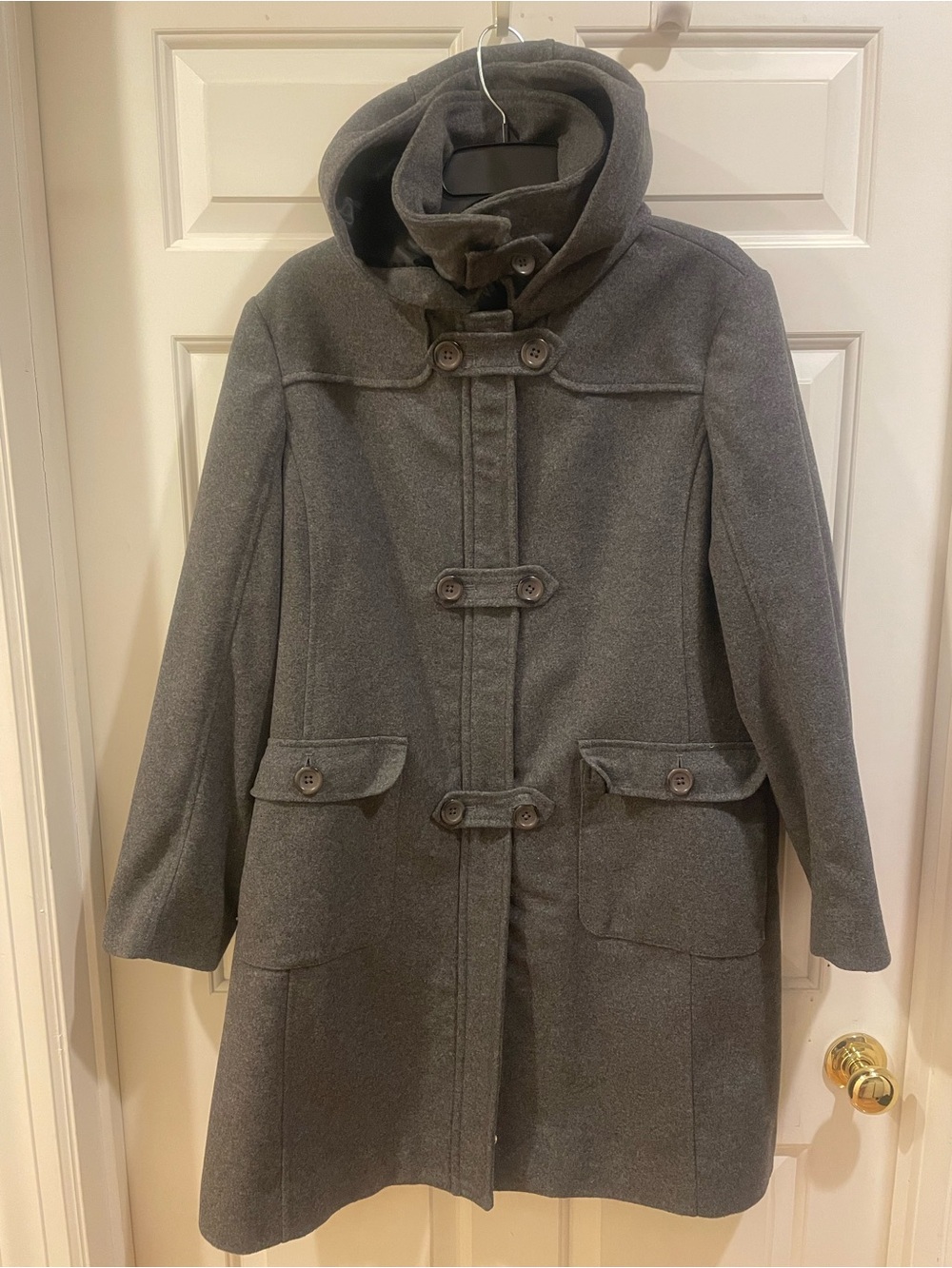Lands' End Dark Gray Hooded Toggle Peacoat